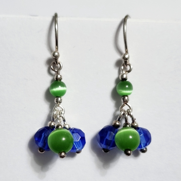 Sterling silver dangle earrings 1.5" - Picture 1 of 8
